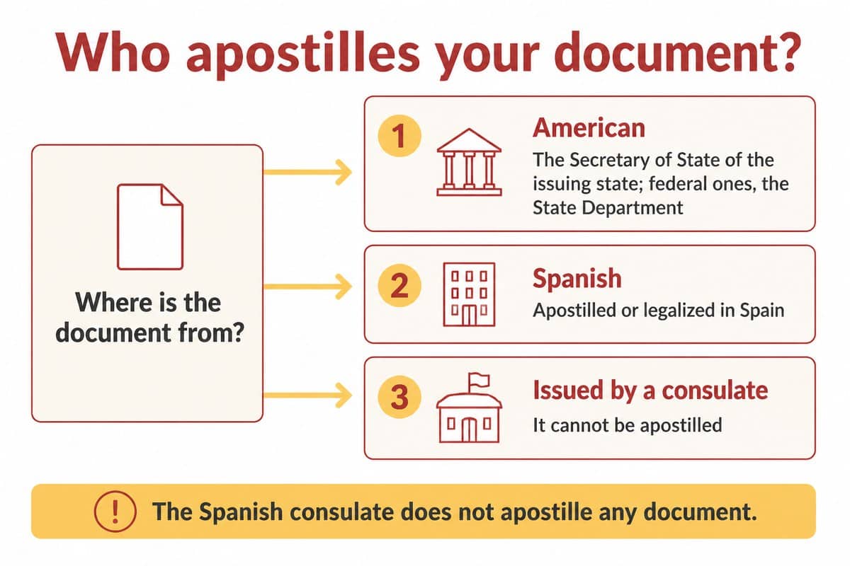 Who apostilles your document: American; Spanish; Issued by a consulate