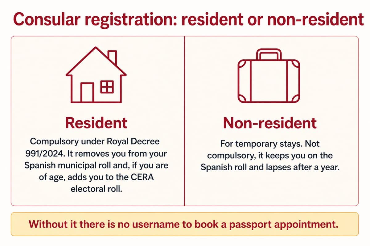 Consular registration: resident or non-resident: Resident; Non-resident